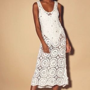 LULUS - TURN UP THE TIDES CROCHET BEADED SWIM COVER UP - XS